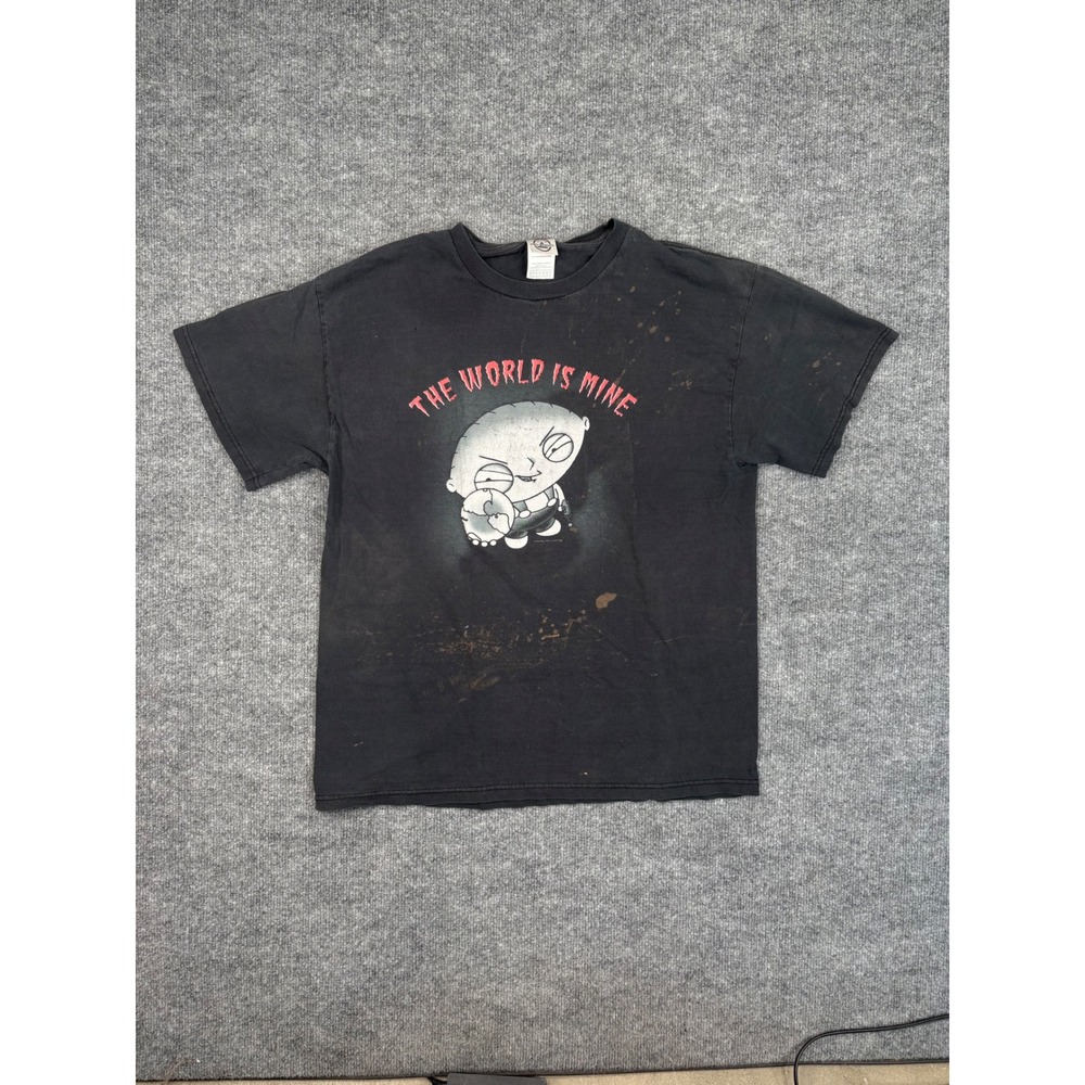 Vintage 2005 Family Guy Stewie Griffin The‎ World Is Mine T-Shirt Black Large